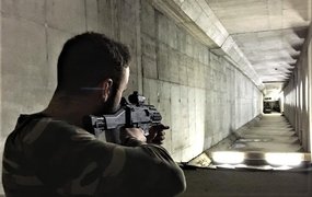 Man shooting on the target